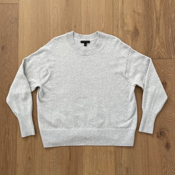 Banana Republic Sweater Women XL Light Heather Gray Coveted Crew Neck Wool Blend - Picture 4 of 10